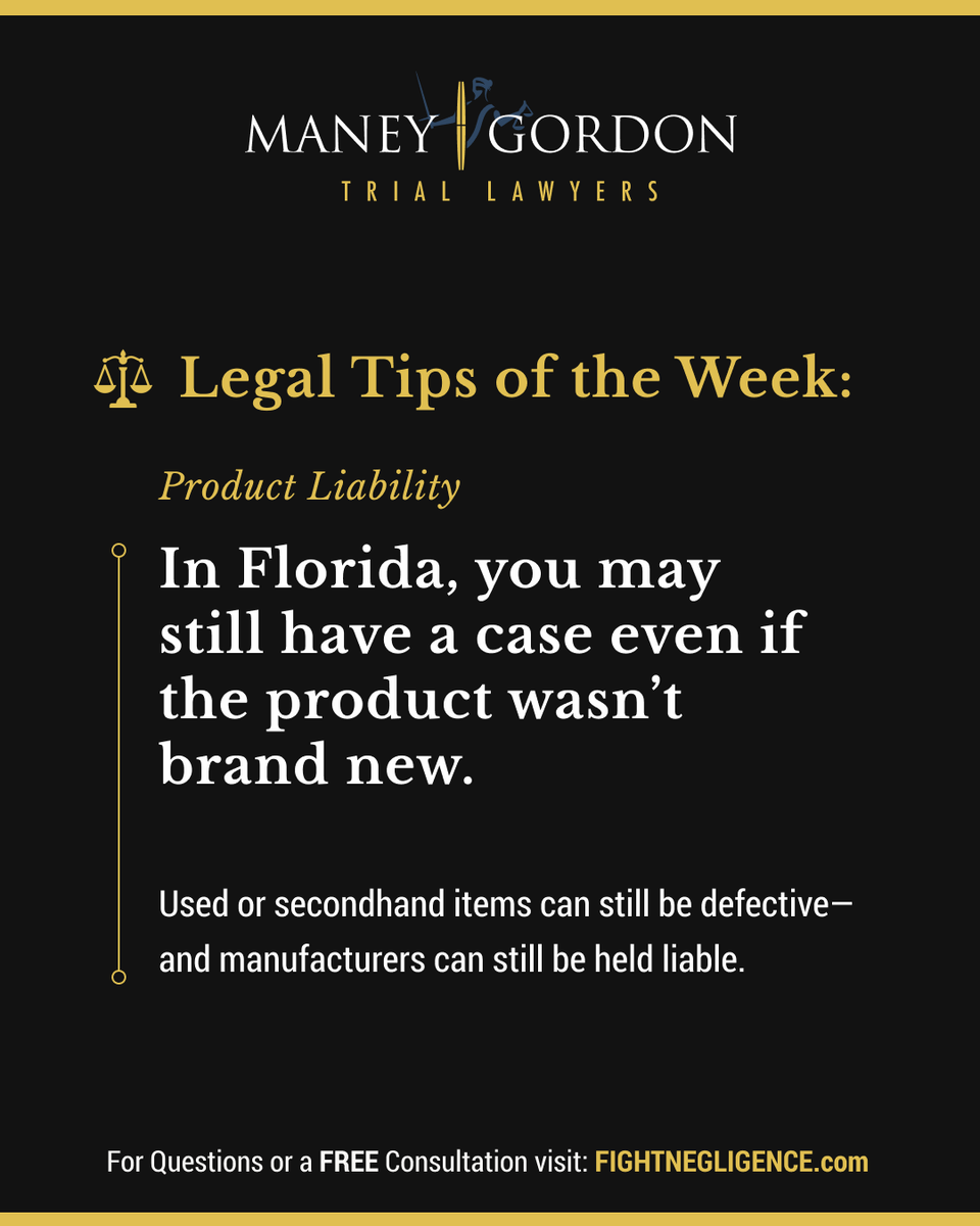 FightNegligence's tweet photo. ❌ Product Liability cases tend to go unrecognized. Don't let this happen to you.
.
.
.
.
#productliability #personalinjury #maneygordon #maneygordontriallawyers #tampalawyer #fightnegligence #legal #bestlawfirm #superlawyers #bestlawyers #tampalawfirm #mg #mgtriallawyers https://t.co/QGqYcYb5eO