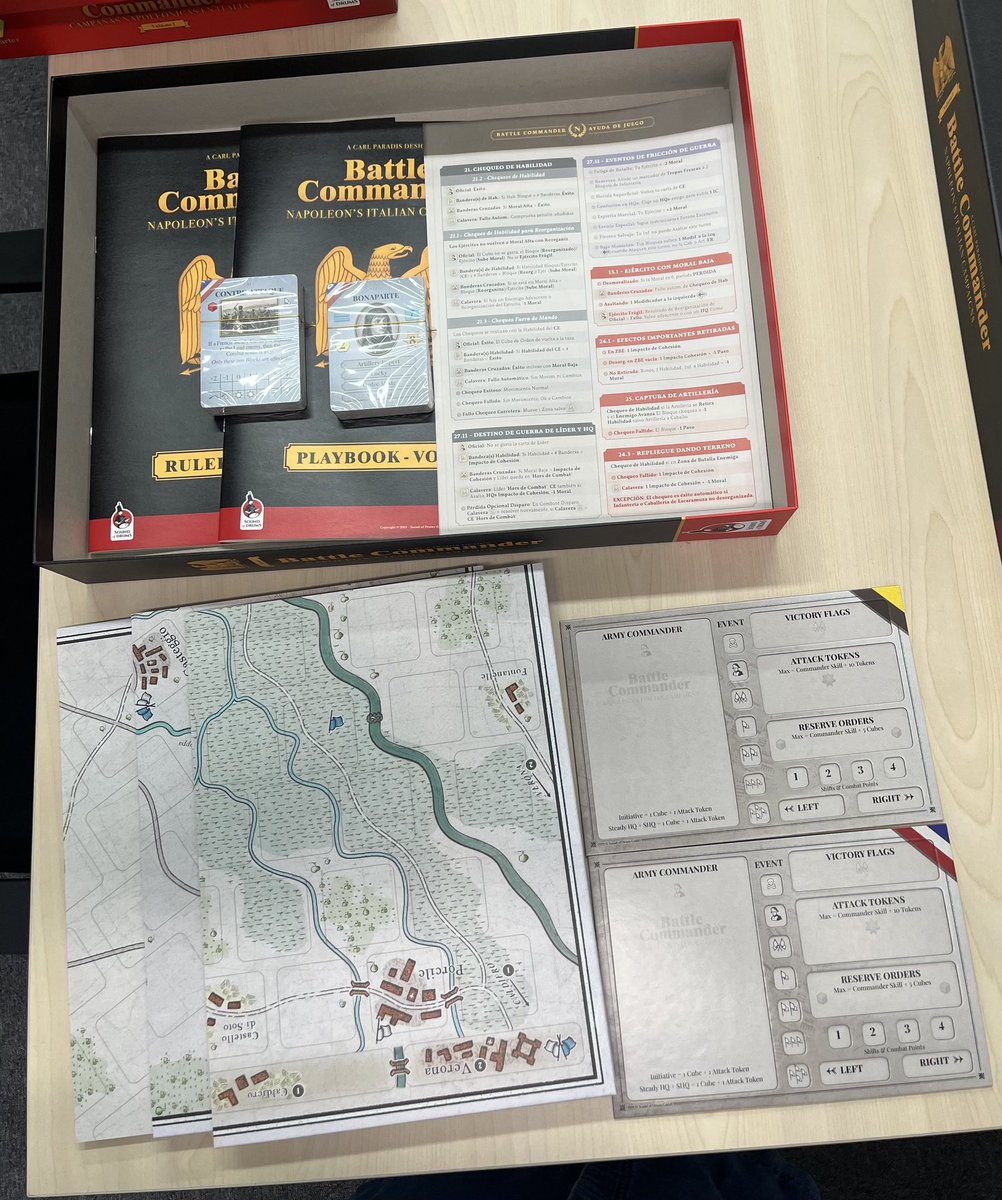 Preproduction sample copies of Battle Commander arrived in our office. See below the French box and the content il of the Spanish version.  We are very happy with the result 😊this box looks sooooo elegant, so classy ❤️