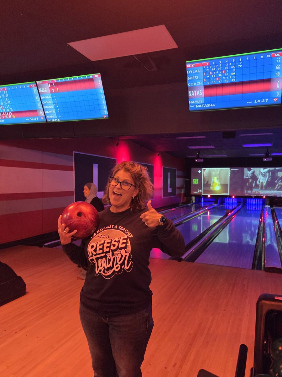 CTEReeseCenter's tweet photo. Team building today with our Reese family--thank you, Principal Squires and AP Dr. Johnson for a fun experience! #bowling #turkey @SquiresAtReese https://t.co/Cpl5KQUvKl