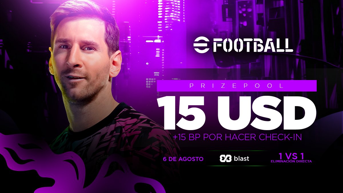 ⚽ ¡Mañana se juega como los grandes!
🔥 Torneo 1v1 de #eFootball
💰 Premio: 15 USD
➕ +15 BP por hacer check-in
📅 6 de agosto | Eliminación directa

¿Tenés lo necesario para romperla como Messi?
👉 Inscribite ahora: app.blast.gg/#/pool/2098