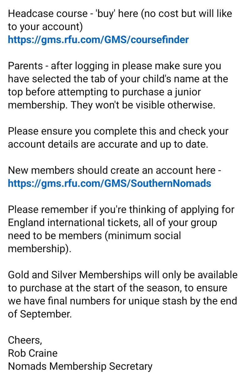 25/26 subs are now available!
Full details in the attached photos.

Existing member? Log in here - gms.rfu.com/GMS/Home

New member? Create account here - gms.rfu.com/GMS/SouthernNo…

Headcase course - gms.rfu.com/GMS/coursefind…

#WeAreNomads #ProudlyManxRugby #SupportGrassrootsRugby