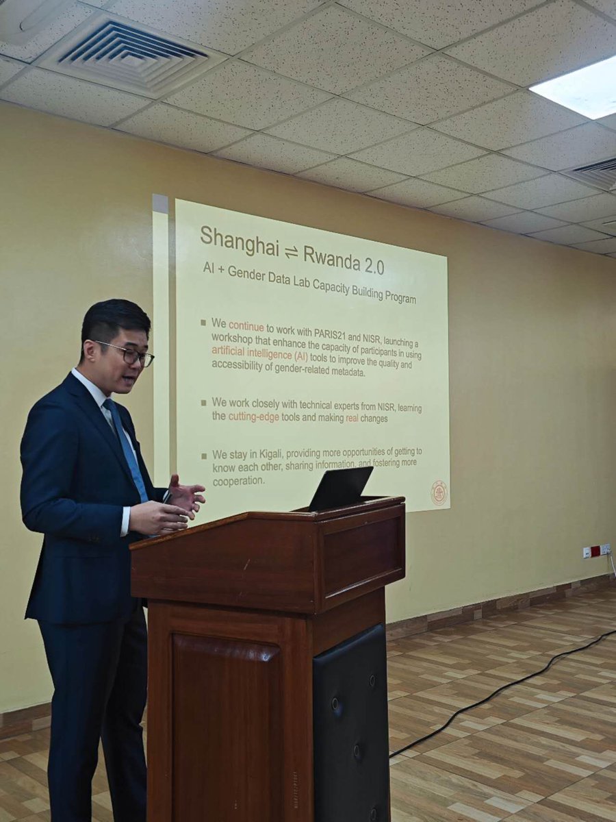 ChinaEmbinRW's tweet photo. From August 5 to 7, professors and students from Shanghai Jiao Tong University, working with #PARIS21 of #OECD, will have a workshop with the @statisticsRW National Institute of Statistics of Rwanda, on the use of AI for gender-based metadata. From Shanghai to Rwanda, it's the second year of their partnership!  A true example of #AIforGood and #AIforAll!