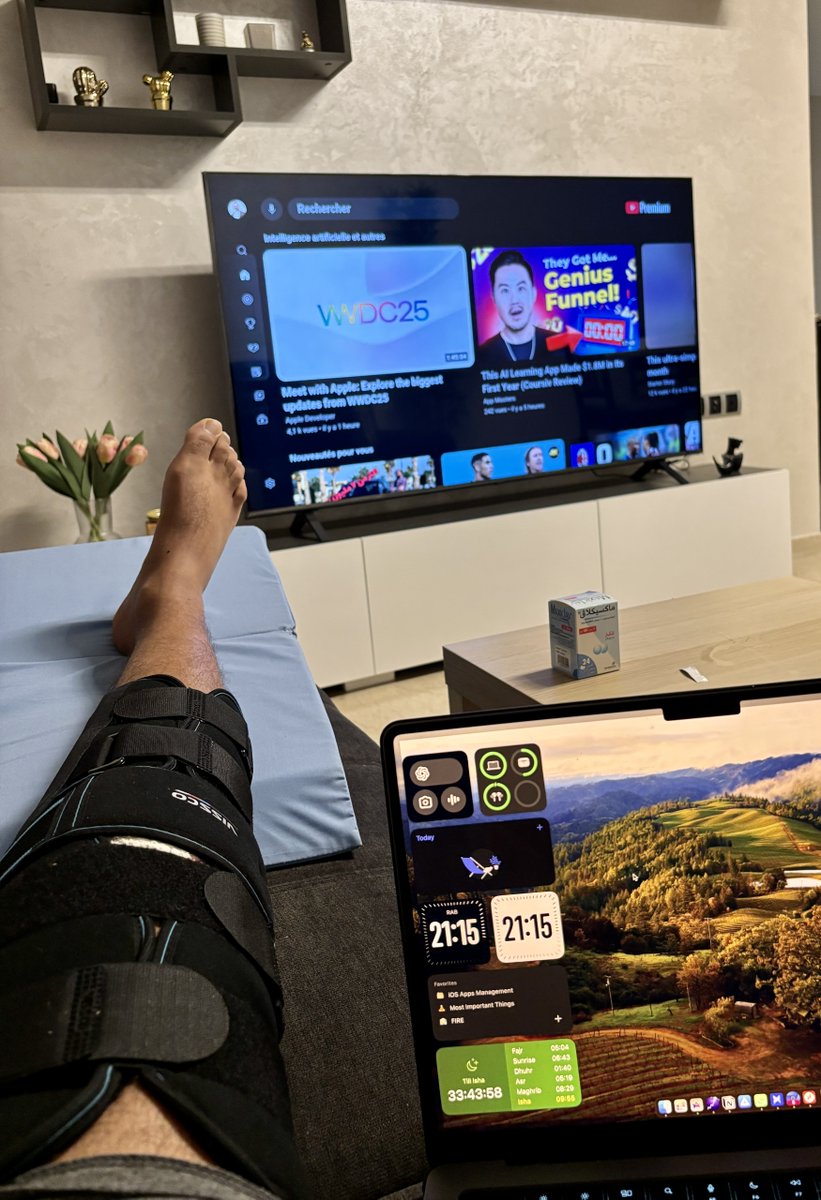 A few days post-ACL surgery.
Long recovery ahead.
Building from the couch until further notice 💻
Alhamdulillah always🙏