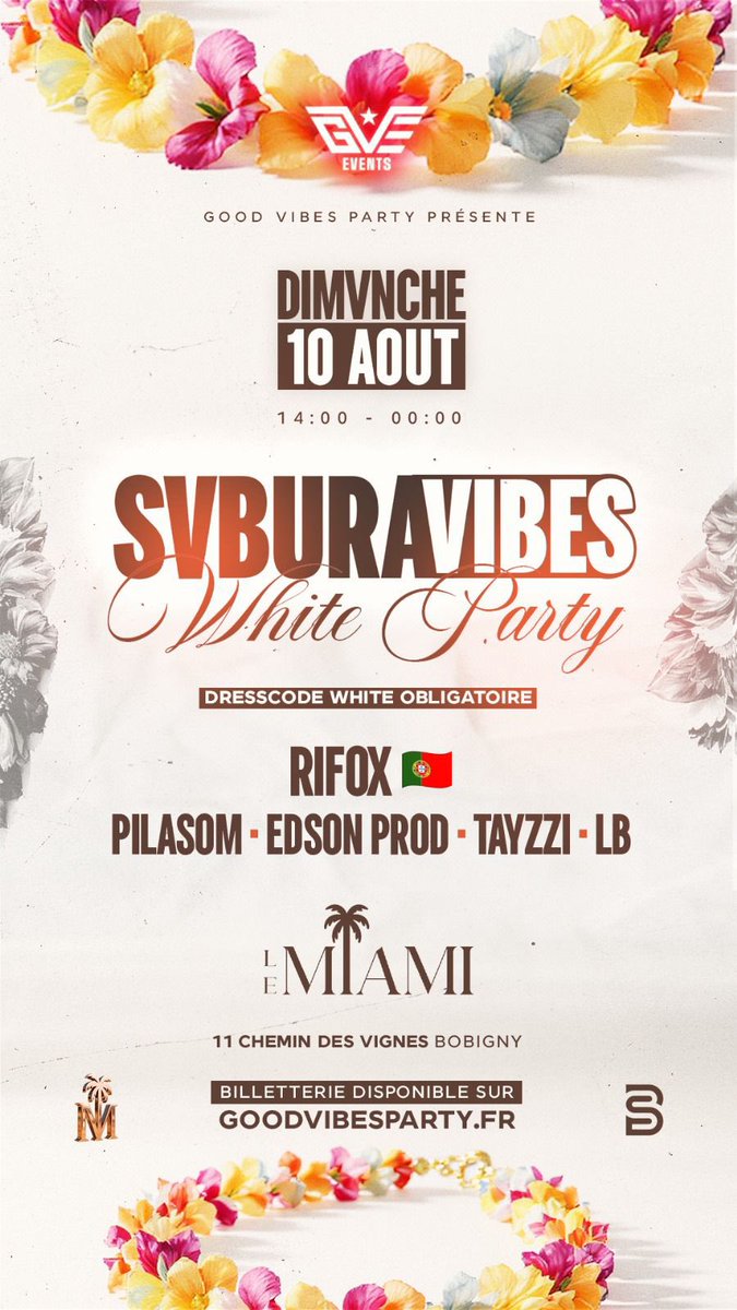 10.08 SABURA VIBES📍MIAMI PARIS 🇫🇷
🎫👉🏾 billetweb.fr/sabura-vibes3