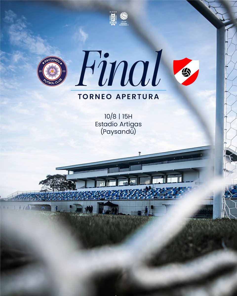 🏆 ¡𝗣𝗢𝗥 𝗘𝗟 𝗔𝗣𝗘𝗥𝗧𝗨𝗥𝗔ⵑ

Detalles de la Final entre <a href="/paysandufc_of/">Paysandú Futbol Club Oficial</a>  y <a href="/dfc_sad/">DFC_SAD</a> 

🗓️ 10/8
🕜 15h
🏟️ Estadio Artigas, Paysandú.

#PrimeraC