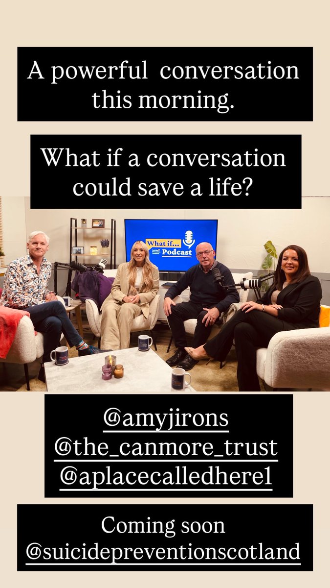 Rory O'Connor (@suicideresearch) on Twitter photo Coming soon…
I was delighted to be a guest on a new suicide prevention podcast
Powerful conversation this morning.
What if a conversation could save a life?
<a href="/SuicidePrevScot/">Suicide Prevention Scotland</a> Coming soon…
I was delighted to be a guest on a new suicide prevention podcast
Powerful conversation this morning.
What if a conversation could save a life?
<a href="/SuicidePrevScot/">Suicide Prevention Scotland</a>