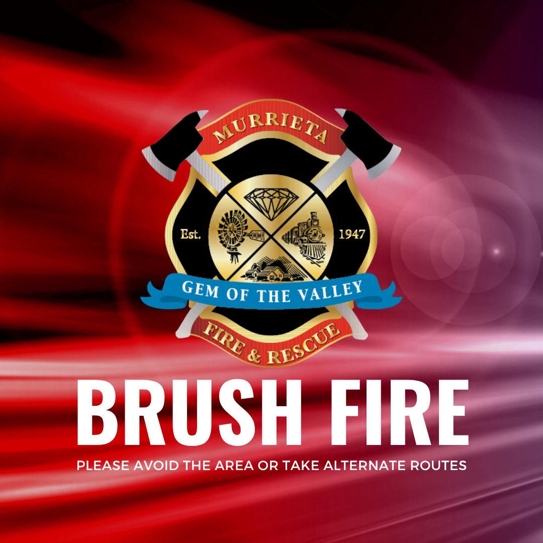 Murrieta Fire is responding to a brush fire in the area of Clinton Keith / Whitewood Road.  Please avoid the area at this time, follow social media for updates, in addition to Genasys Protect and WatchDuty.

share.watchduty.org/i/58934?ts=175…