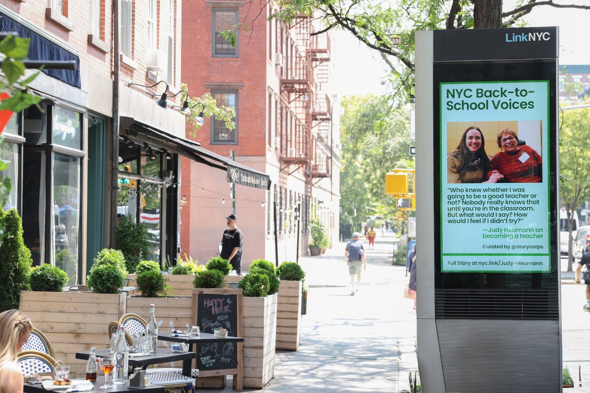 LinkNYC (@linknyc) on Twitter photo Back on LinkNYC, <a href="/StoryCorps/">StoryCorps</a> is welcoming the upcoming school year with powerful stories that teach and inspire across the five boroughs. Back on LinkNYC, <a href="/StoryCorps/">StoryCorps</a> is welcoming the upcoming school year with powerful stories that teach and inspire across the five boroughs.