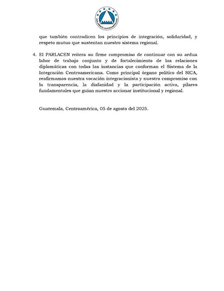 Comunicado del Parlamento Centroamericano, PARLACEN, ante declaraciones ofensivas emitidas en el marco del proceso de reforma constitucional en El Salvador.