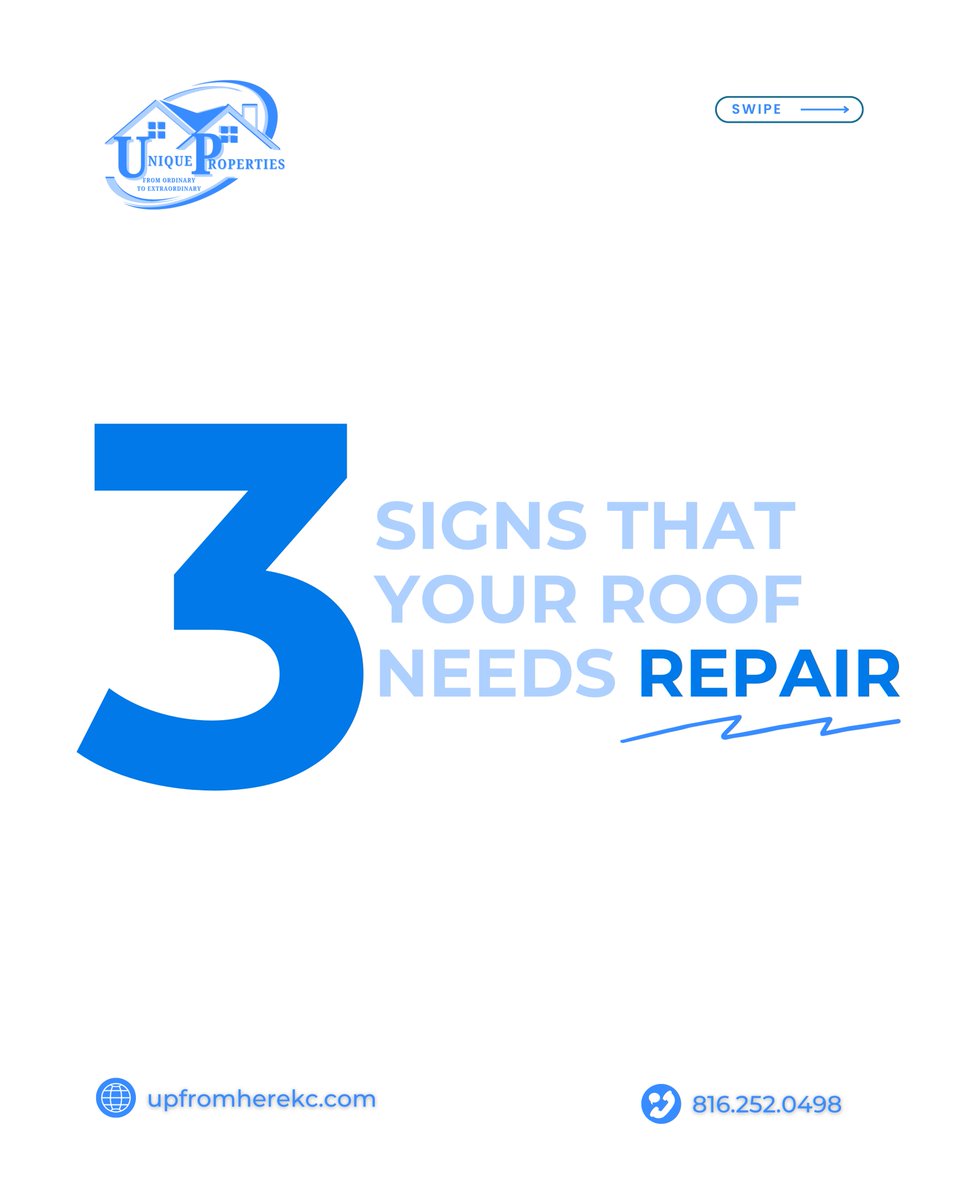 upfromherekc's tweet photo. Noticing shingle pieces in your gutters? Or mysterious water stains on your ceiling? 🧐

These warning signs could mean it’s time for a repair—or a full replacement!

Don’t wait for a bigger problem. Book your FREE roof check today! https://t.co/2AEyGbxWb7