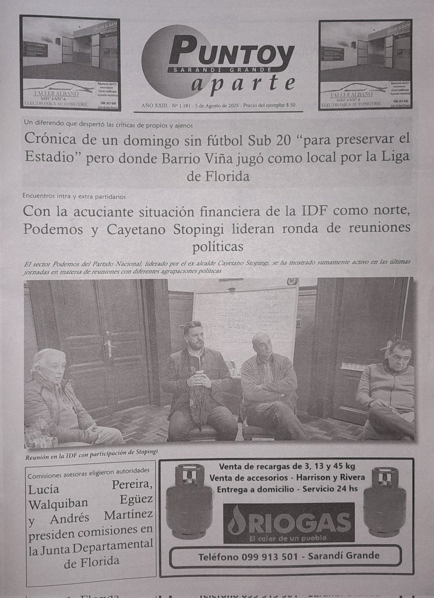 Portada de Semanario Punto y Aparte del martes 5 de agosto. Una tapa más para ayudar a entender lo que pasa en Sarandi y el departamento.