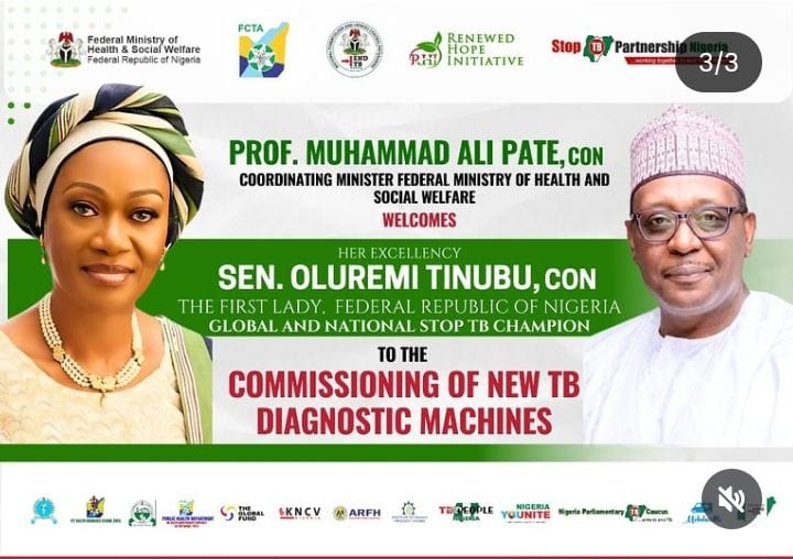 📌Join us on Aug 7, 2025 11:00 AM for the commissioning of new TB diagnostic machines by Her Excellency <a href="/SenRemiTinubu/">Sen Oluremi Tinubu, CON</a>, the First Lady, <a href="/NGRPresident/">Presidency Nigeria</a> <a href="/NigeriaGov/">Government of Nigeria</a> This initiative aims to strengthen our fight against TB. Let's unite to end TB! #EndTB #RenewedHope #StopTBPartnership