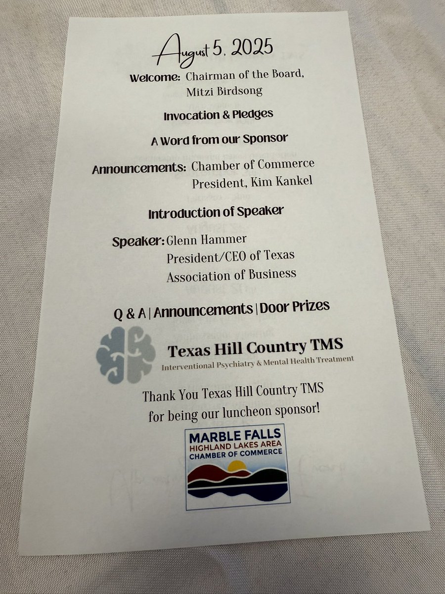 Great audience at Marble Falls Chamber! Chance to talk about action at TX Lege &amp; some of items on Nov. ballot. Also discussed details of WH America’s AI Action Plan.  AI empowers small biz! Big thanks to head of chamber Kim Kankel for invite.