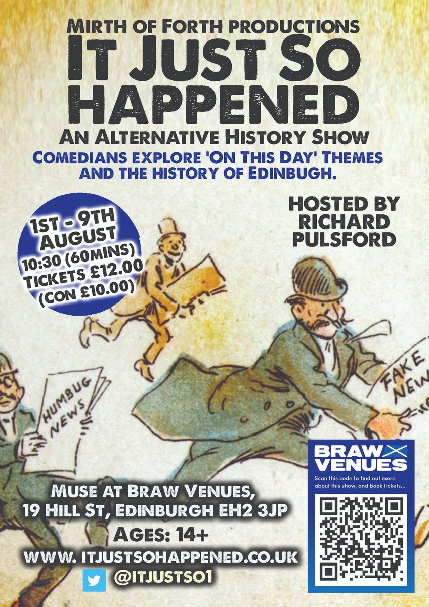 It Just So Happened - an alternative history show (@itjustso1) on Twitter photo Tomorrow's <a href="/edfringe/">Edinburgh Festival Fringe</a> IJSH show features <a href="/SoozUK/">Sooz Kempner FOLLOW ME ON BLUESKY</a> <a href="/cdundas/">Charles Dundas</a> and Warren Martin with host @richardpulsford
The show starts at 10:30am at Muse, Hill St.
Tickets: bit.ly/4jjyzNO Tomorrow's <a href="/edfringe/">Edinburgh Festival Fringe</a> IJSH show features <a href="/SoozUK/">Sooz Kempner FOLLOW ME ON BLUESKY</a> <a href="/cdundas/">Charles Dundas</a> and Warren Martin with host @richardpulsford
The show starts at 10:30am at Muse, Hill St.
Tickets: bit.ly/4jjyzNO