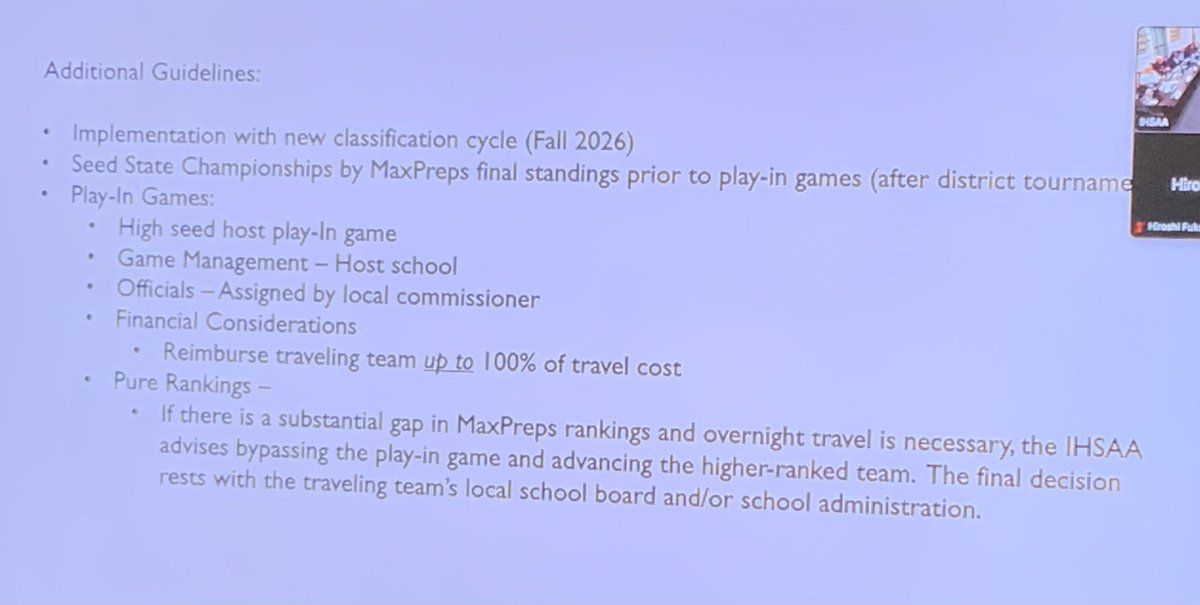 Action Items - First Readings:

1. 40% Playoff Format Committee Proposal

Chad Williams estimates that adding in additional play-in games through the playoff proposal would cost an additional $176,000 overall. 

1A through 5A support the 40% playoff format. The 6A’s have proposed