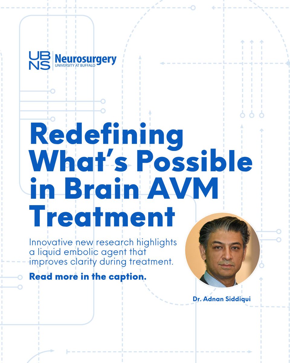 New research highlights an advanced liquid embolic agent that improves visualization and shows strong potential for curing #AVM.

#UBNS #Neurosurgery <a href="/_AdnanSiddiqui/">Adnan H. Siddiqui, MD</a> <a href="/TheAJNR/">AJNR</a>

Read the article ⬇️ tinyurl.com/muuv58sw?utm_c…