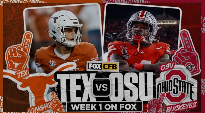 Chuy Vasquez (@loslonghorns) on Twitter photo Texas @ Ohio State is the first-ever #1 vs. #2 season opener in college football history #HookEm ๐ค๐ฝ๐๐ฅ Texas @ Ohio State is the first-ever #1 vs. #2 season opener in college football history #HookEm ๐ค๐ฝ๐๐ฅ