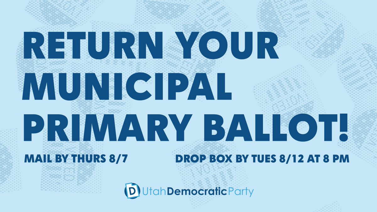 Municipal primary election day is next week! Make sure to get your ballot turned in early. If you’re mailing it, get it postmarked by this Thursday to be sure it arrives on time, or you can take it to a dropbox by 8 pm on August 12th.
