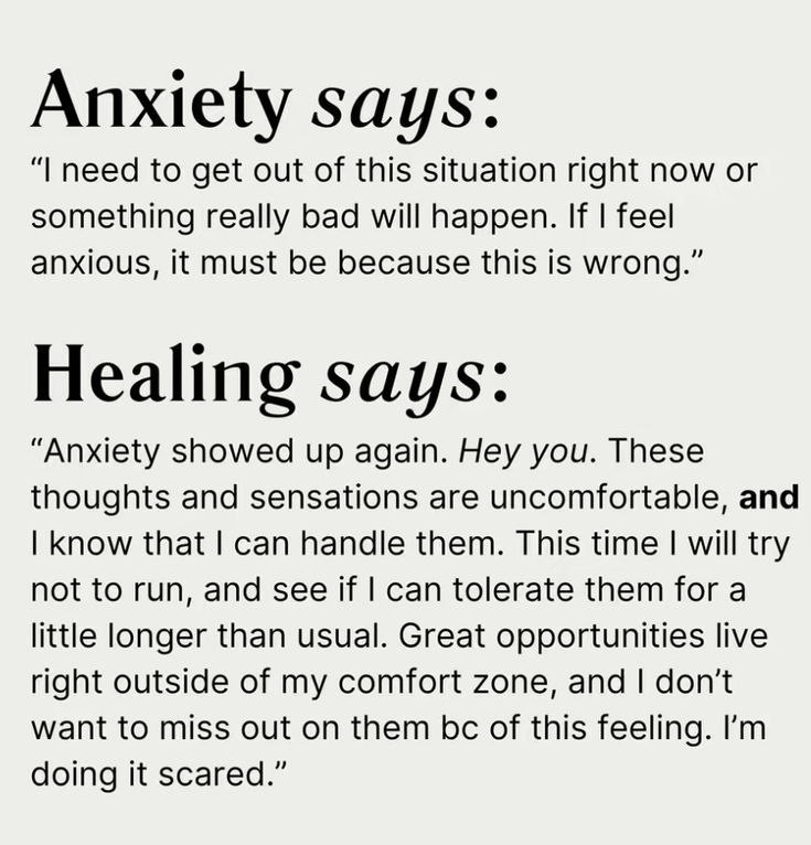 Anxiety says vs Healing says