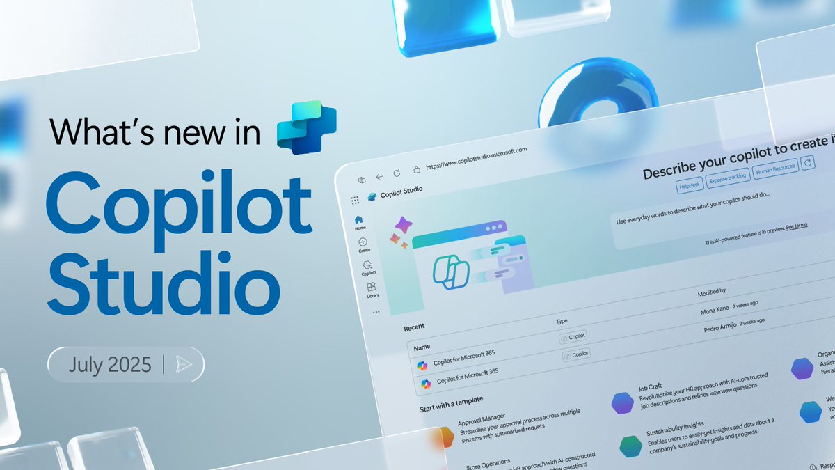 What’s new in Copilot Studio: July 2025 | Microsoft Copilot Blog
🧠 New AI skills
🛠️ Enhanced debugging
📱 Mobile app support
🔄 Improved trigger conditions
🚀 Copilot Studio keeps leveling up!
#Microsoft365 #CopilotStudio #Copilot
microsoft.com/en-us/microsof…