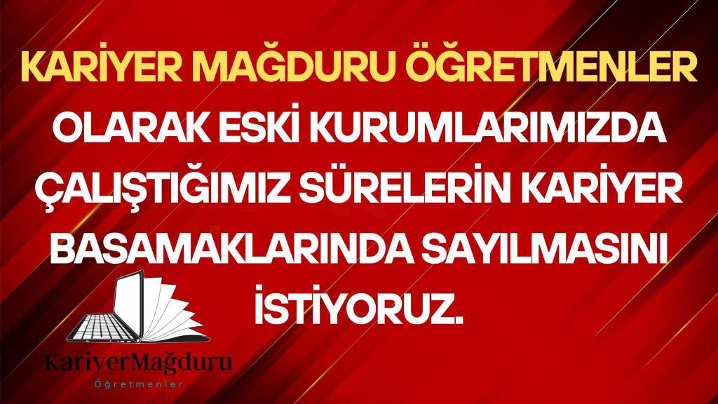 #KariyerMağduruÖğretmenler 
<a href="/alimahir/">Ali Mahir Başarır</a> 
<a href="/MDervisogluTR/">Müsavat Dervişoğlu</a> 
<a href="/RTErdogan/">Recep Tayyip Erdoğan</a> 
<a href="/Yusuf__Tekin/">Yusuf Tekin</a> 
<a href="/eczozgurozel/">Özgür Özel</a> 
<a href="/umitozdag/">Ümit Özdağ</a>