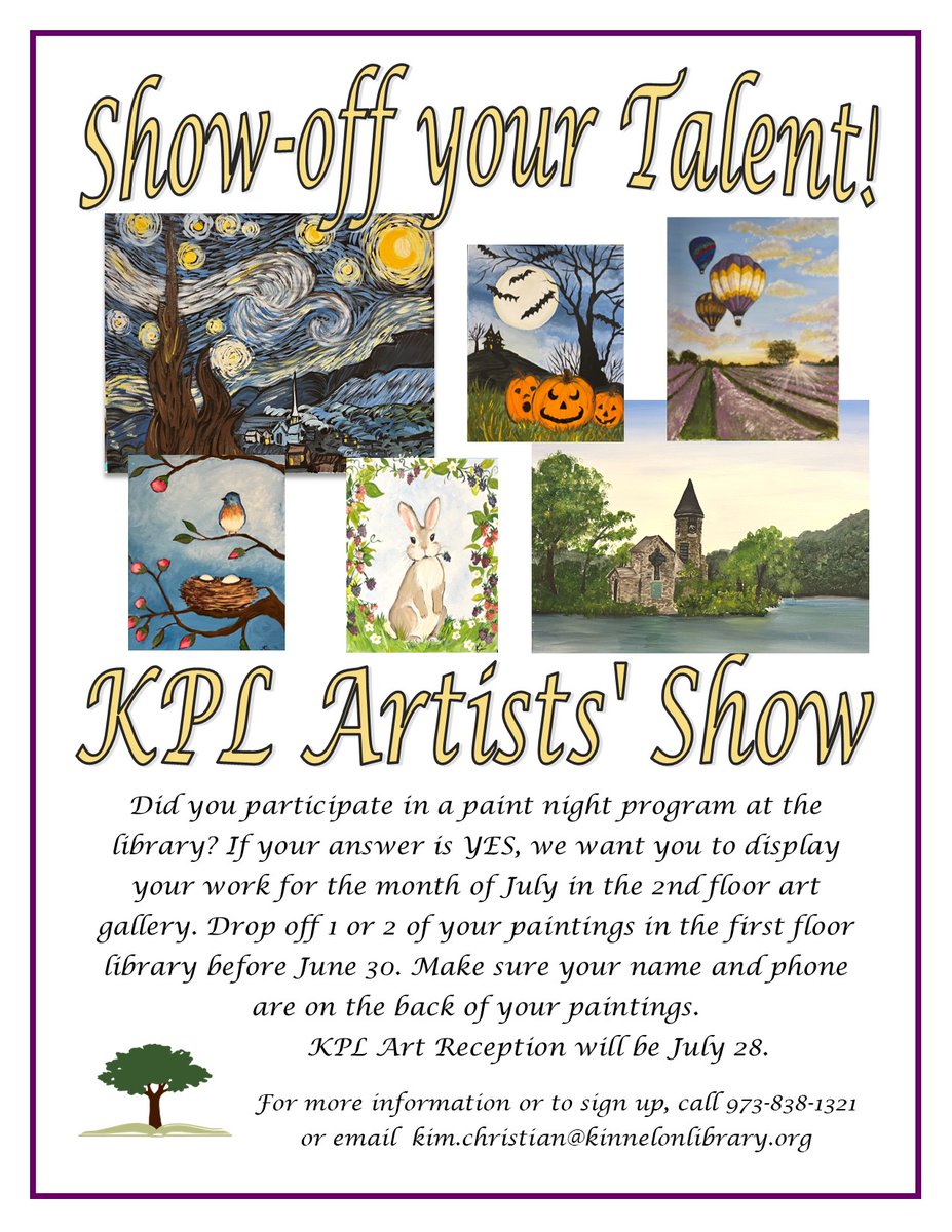 KinnelonLibrary's tweet image. KPL Paint Nite Painters Art Reception-Thurs-Aug 7 @6pm - mailchi.mp/kinnelonlibrar…