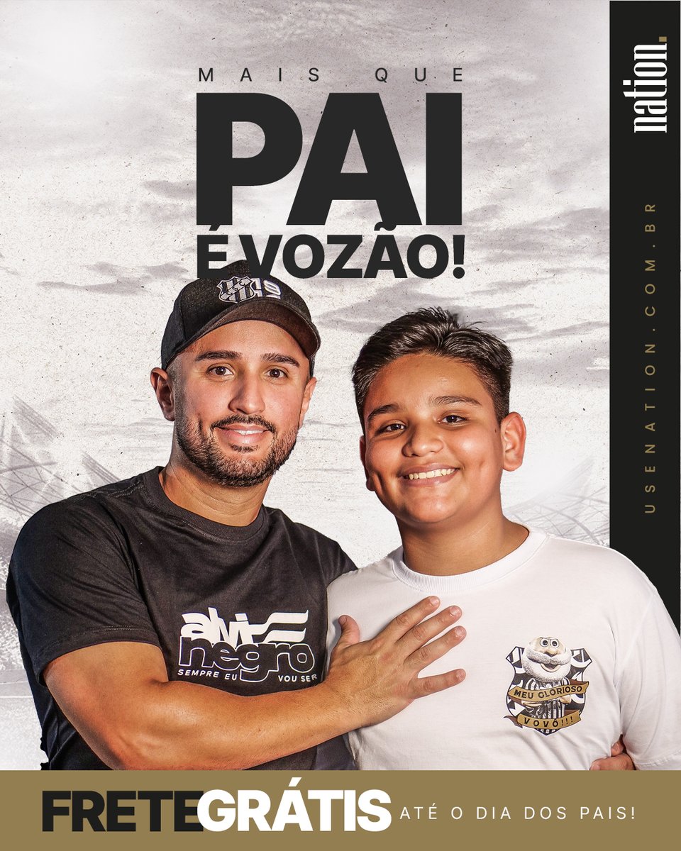 Tá na hora de garantir o presente pra quem é mais que pai: é VOZÃO! 👴🏻⚫⚪

Todo o site com FRETE GRÁTIS em todos os produtos até o #DiaDosPais!

Mostre seu amor com o presente perfeito pro papai alvinegro! 🏁

📲 Compre agora em usenation.com.br