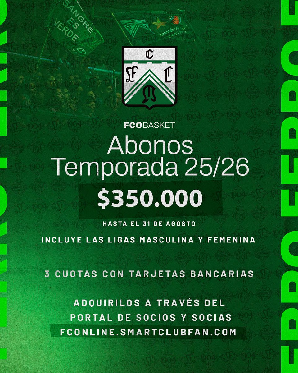 🏀✅ 𝗔𝗕𝗢𝗡𝗢𝗦 𝗟𝗜𝗦𝗧𝗢𝗦

⛹️‍♂️ Ya se encuentran a la venta los abonos de la temporada 25/26 de la Liga Nacional de Básquet.

🎟️ $350.000 en hasta 3 cuotas sin interés con tarjetas bancarias!

😉 ¡Con este abono tenés acceso a la liga masculina y femenina! 

👉🏼 Podés