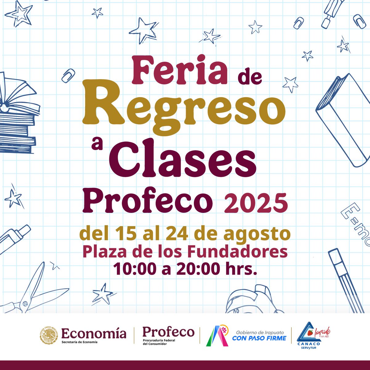 🎒 ¡El regreso a clases se acerca ya!

Encuentra las mejores opciones en útiles, uniformes y accesorios escolares en un solo lugar. 💲

Visita la “Feria del Regreso a Clases” en Irapuato. 📚✂️✏️

#ConPasoFirme