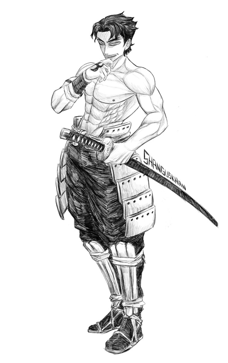 While I finish everything else, for now enjoy this Shirtless Hokoto drawing #KAGURABACHI89