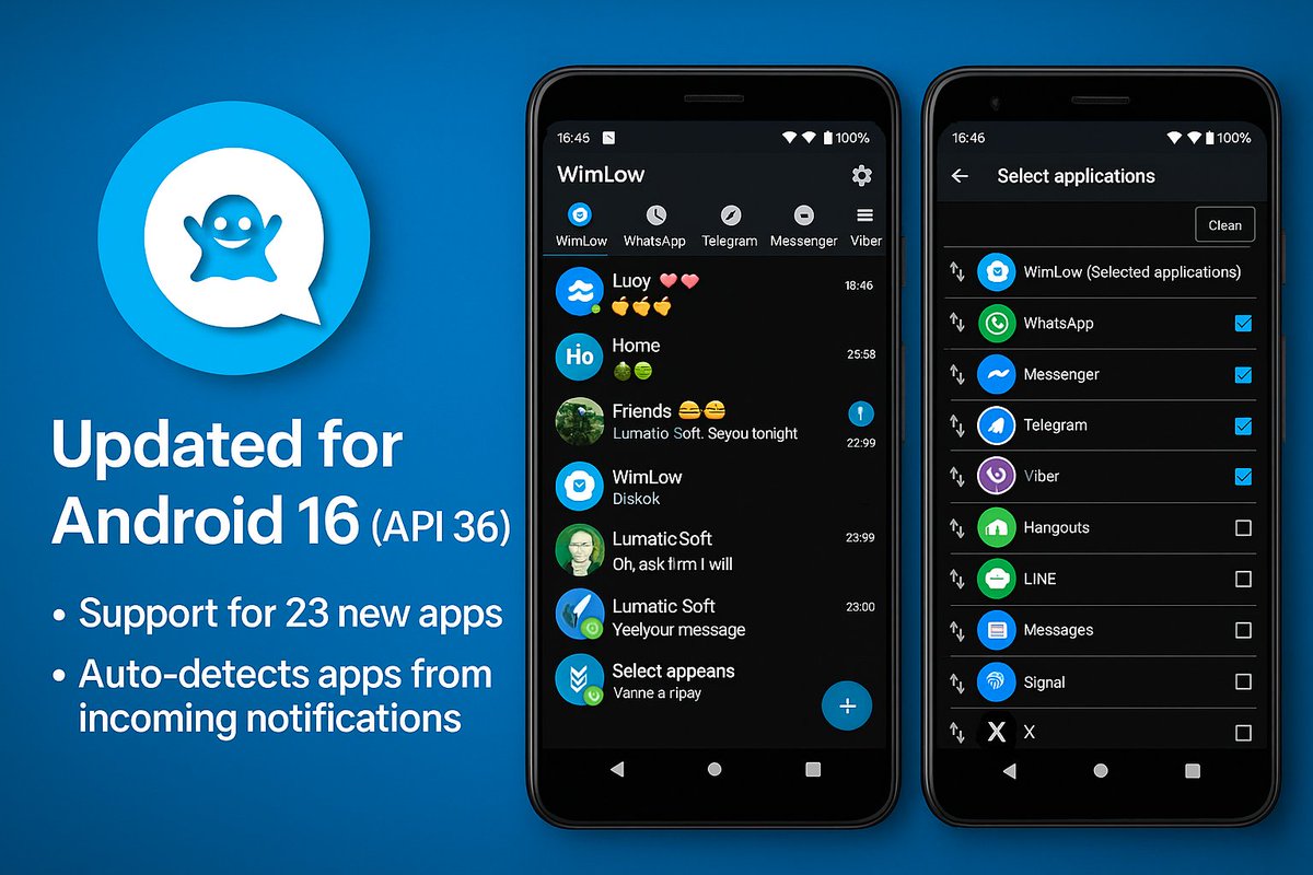 LumaticSoft's tweet image. 🚀 WimLow 1.11.37 is here!

✅ Android 16 (API 36) support
📲 23 new apps added
🤖 Auto-detects apps from notifications
Update now and take control of your notifications!

#WimLow #Android #AppUpdate #Notifications
