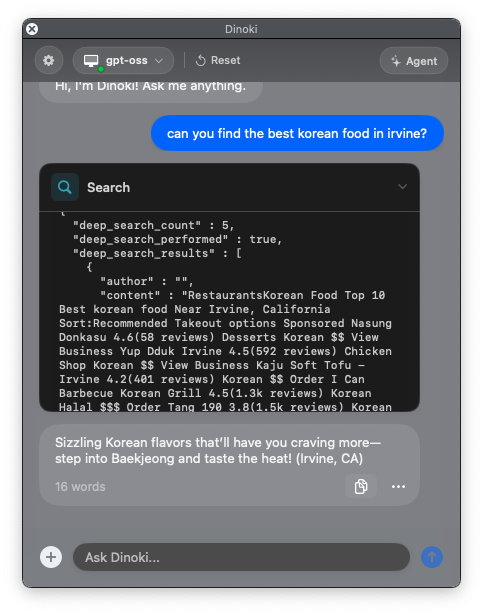 In love with the new gpt-oss! The tool calling abilities are superb 👏 Thank you <a href="/sama/">Sam Altman</a>! 🥹
