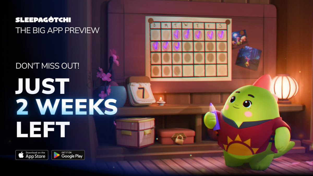 📢 Sleepagotchi: The Big App Preview の最初の1週間が終了しました

たくさんのフィードバックと応援をありがとうございました
この旅の一員になってくれて感謝しています！

皆さんのサポートのおかげで、すでに以下の成果を達成しました
・ 数万件のインストールを達成
・