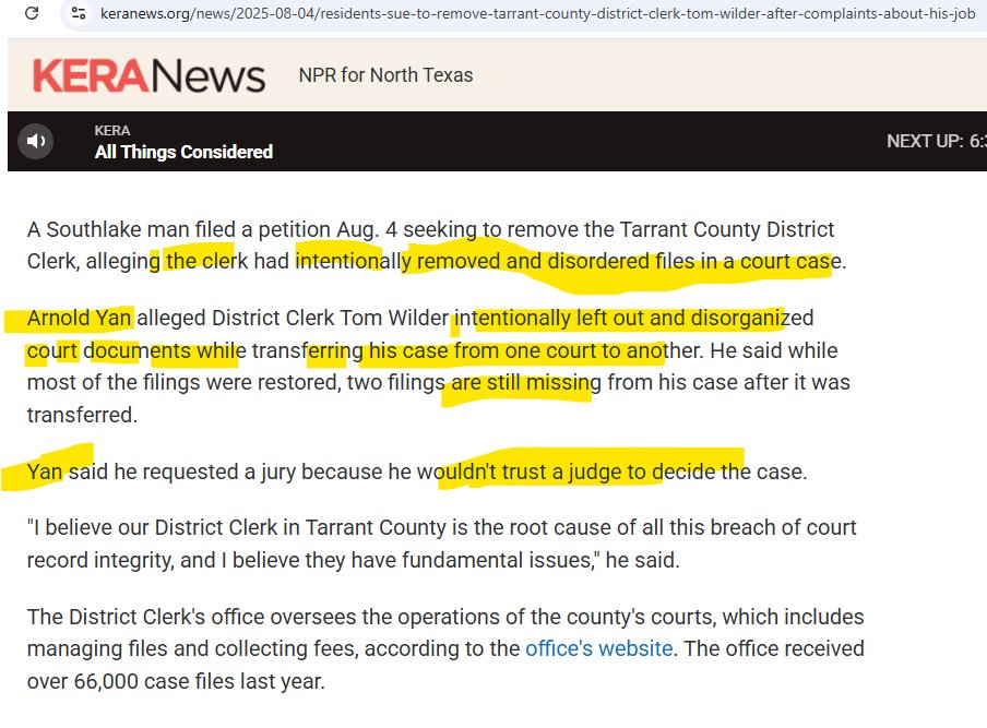 DharmaForSale's tweet image. There is a limit one victim of judicial/official abuse can take. Enough is enough. Kudos to Arnold Yan for taking it up a notch with his criminal complaints/lawsuits. @TarrantCountyTX @tarrantcountyso @TarrantCountyDA @TomWilder1995 ?? So why some of you do not respond to emails?