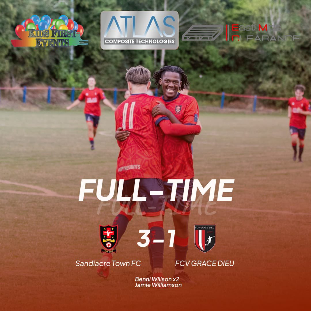 Sandiacre Town FC (@sandiacre_town) on Twitter photo FULL TIME - Sandiacre Town FC 3-1 <a href="/FCVGraceDieu/">FCV Grace Dieu</a>
What an unbelievable performance tonight & we win our first 3 home games!
Goals scored by Benni Wilson x2 & Jamie Williamson!
#upthesaints FULL TIME - Sandiacre Town FC 3-1 <a href="/FCVGraceDieu/">FCV Grace Dieu</a>
What an unbelievable performance tonight & we win our first 3 home games!
Goals scored by Benni Wilson x2 & Jamie Williamson!
#upthesaints