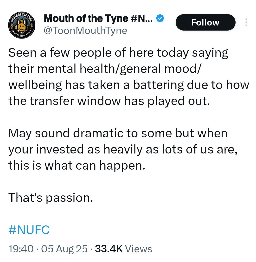 I’ve seen Colocinni and Williamson ship 5 goals against Elmander and Davies away at the Reebok Stadium, in the rain… this window is nothing on what many genuine fans have witnessed following Newcastle. Get a fucking grip, grow up, or fuck off 👍🏻
