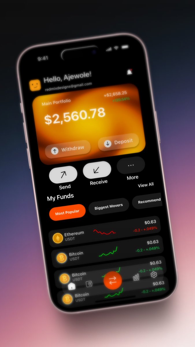 Redmix_designs's tweet photo. 🔥 Say hello to the Bangfire experience.
A clean, powerful crypto homepage—now with portfolio insights that actually make sense.
Your coins, your moves. #CryptoUX #Bangfire #Web3 #PWJCommunity #jolomidesigns #jolomiomadeli https://t.co/em7zft1iZG