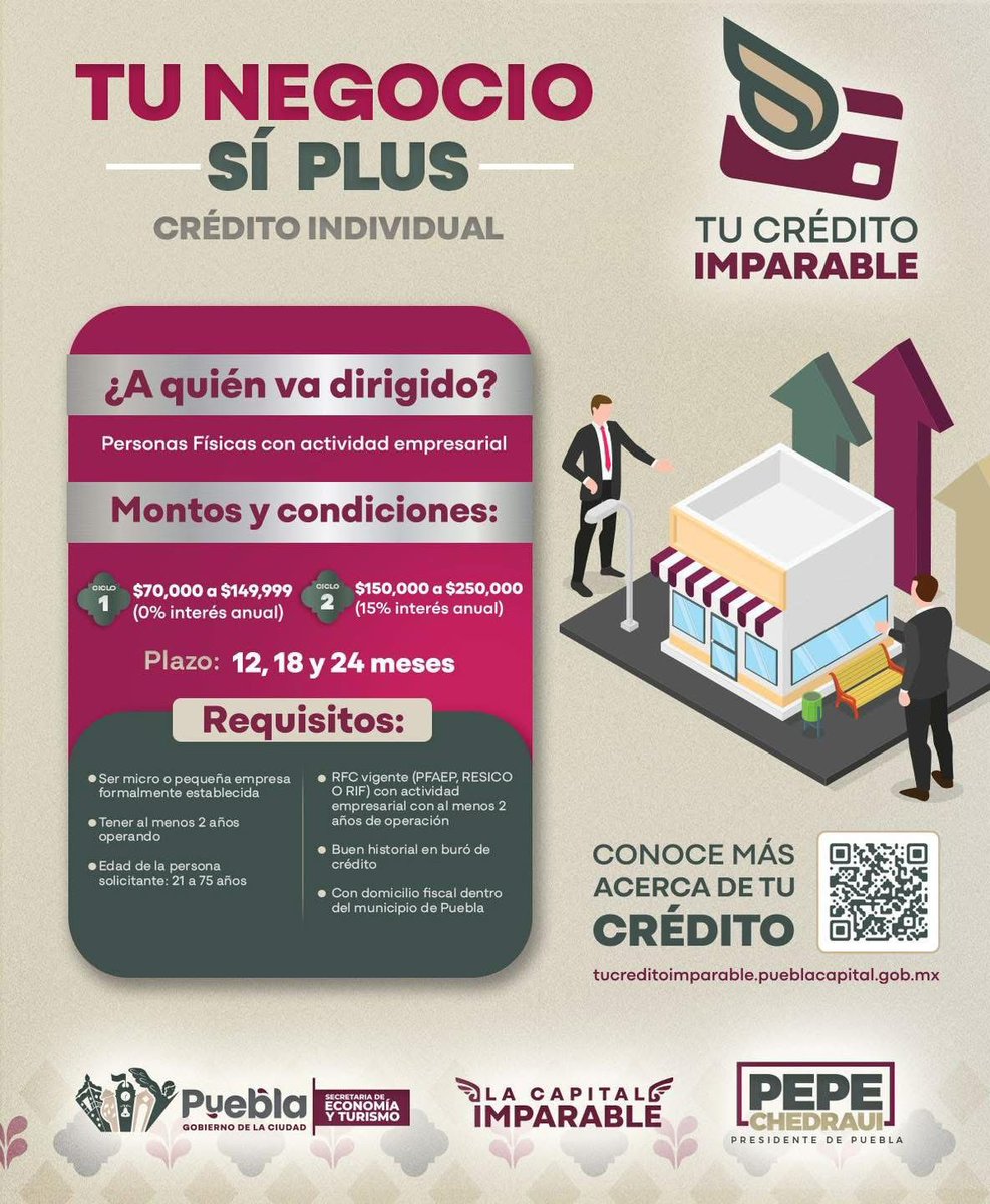Secretaría de Economía y Turismo (@desaecopue) on Twitter photo ¡El <a href="/PueblaAyto/">Ayuntamiento de Puebla</a> cree en ti👊!
Te respaldamos para hacer crecer tu negocio, facilitándote un apoyo financiero, #TuCréditoImparable, checa las bases👉 …creditoimparable.pueblacapital.gob.mx 💰
#LaCapitalImparable🪽 ¡El <a href="/PueblaAyto/">Ayuntamiento de Puebla</a> cree en ti👊!
Te respaldamos para hacer crecer tu negocio, facilitándote un apoyo financiero, #TuCréditoImparable, checa las bases👉 …creditoimparable.pueblacapital.gob.mx 💰
#LaCapitalImparable🪽