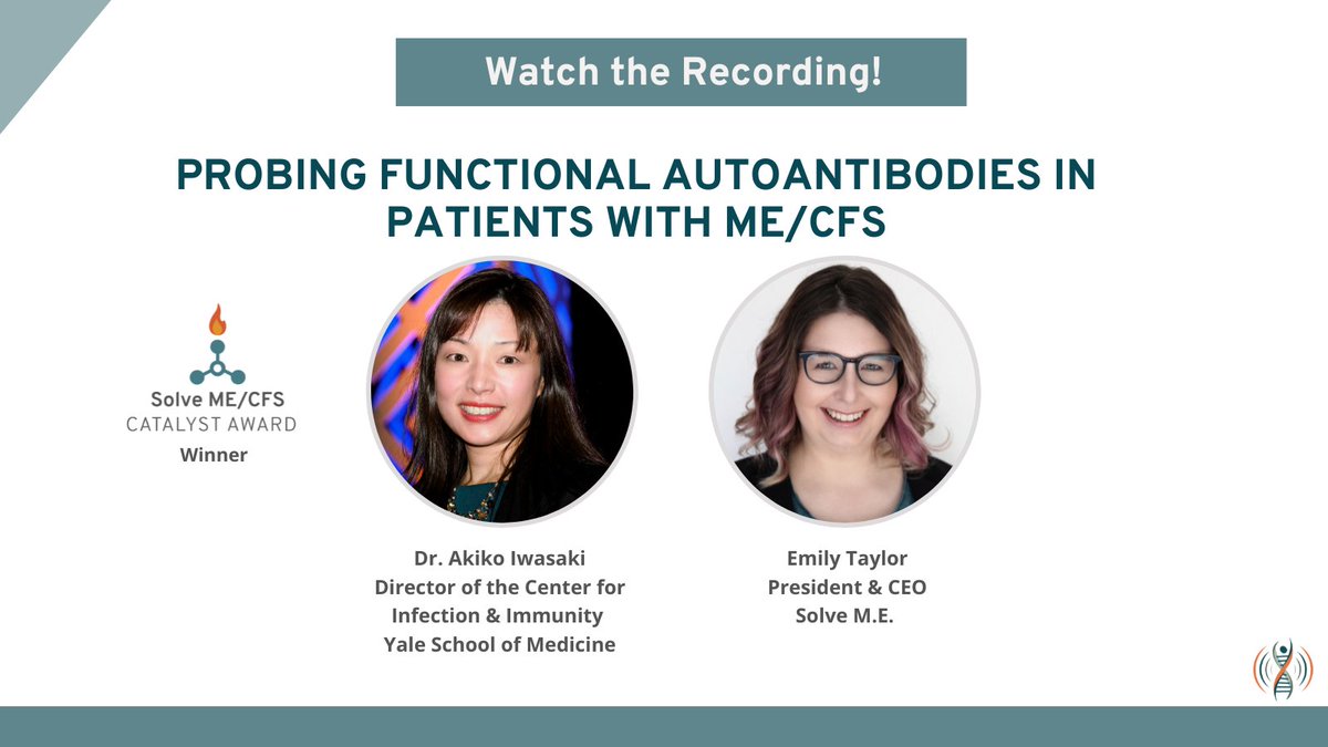PlzSolveCFS's tweet image. Last week, we hosted @VirusesImmunity to discuss her Catalyst Award-winning study, “Probing Functional Autoantibodies in Patients with #MECFS.&quot; 
She shared how her work lays the groundwork for targeted treatment &amp;amp; advancing diagnostic tools. Watch here: youtu.be/9ar0xtGwmrQ?si…
