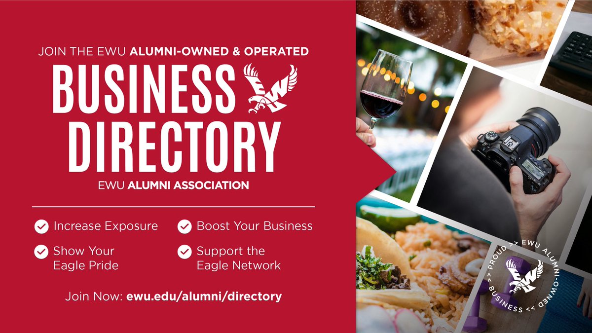 Are you an EWU graduate who owns or helps run a business? We want to highlight you.

Our Alumni Owned &amp; Operated Business Directory connects Eagles with Eagle-owned and operated businesses.

📍 Not listed yet? Sign up and get featured: lnkd.in/gHGMDsap

#GoEags