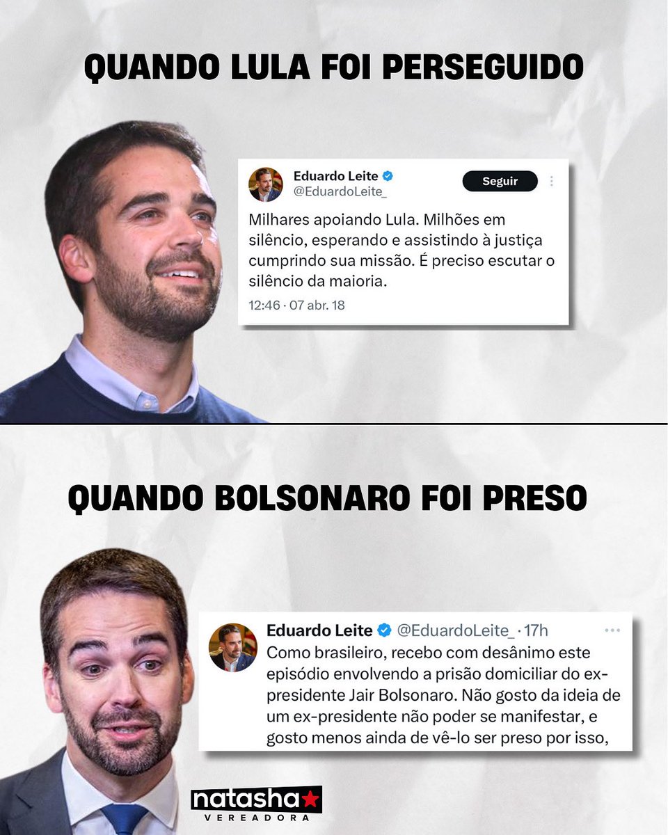 Governador que apoia genocida, negacionista e miliciano. Eduardo Leite foi a favor da perseguição de Lula e ao golpe contra a Dilma. Vergonha do Vale e do RS.