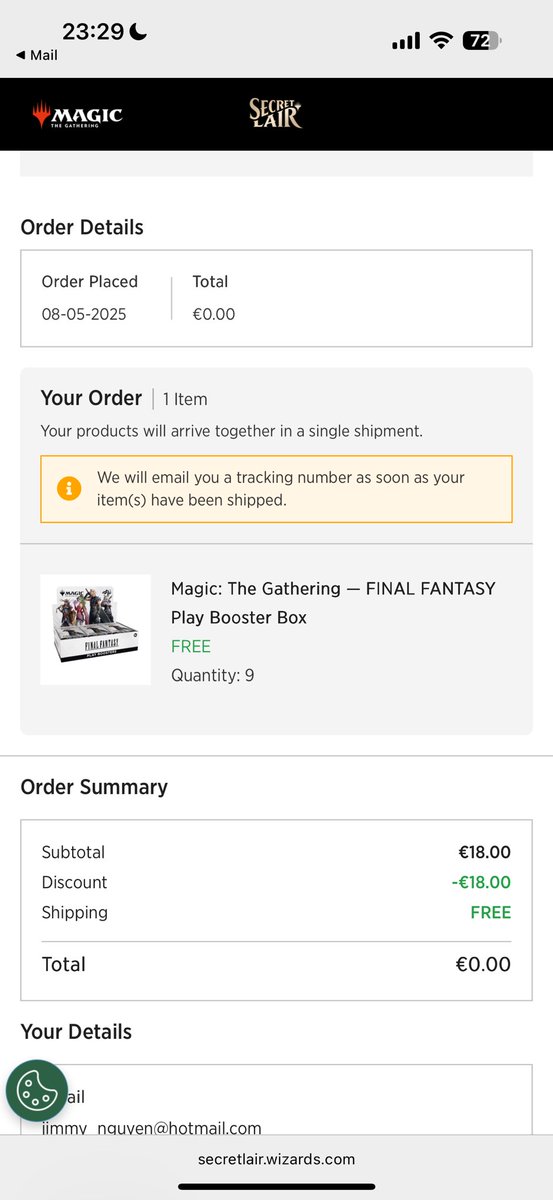 PSA for everyone who was waiting for the FIN Play Booster Arena Direct redemption they finally sent out the new links with the correct number of boxes you won!

(Although I think most people who would see this play FAB not MTG 😂)