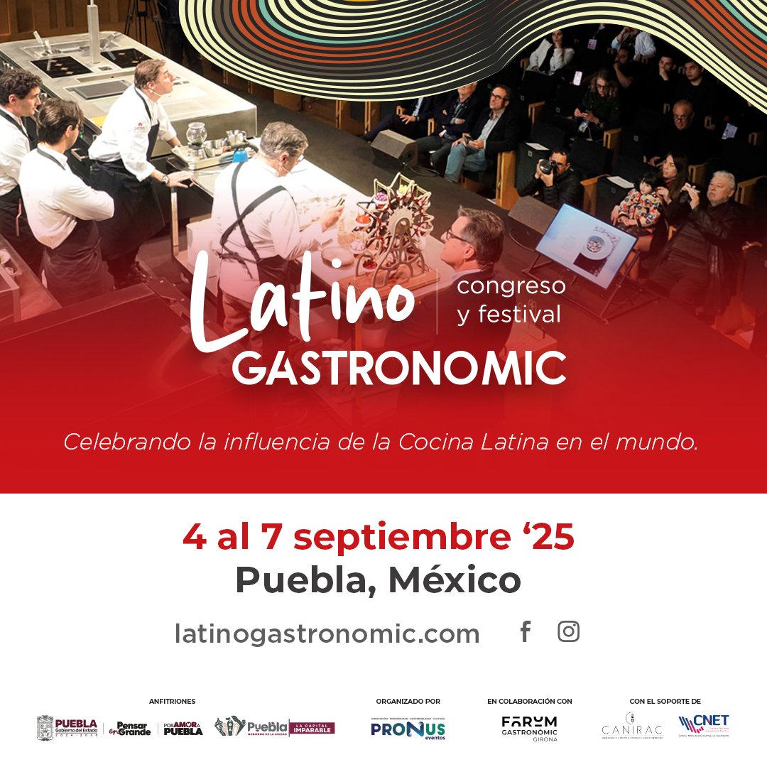 Desde la ciudad de Puebla, expondremos el sabor y la riqueza de la cocina latina y su influencia internacional, en el primer congreso #LatinoGastronomic2025, del 4 al 7 de septiembre👌.

Participa y comprueba porque Puebla es la cocina de México🇲🇽.

#VisitaPuebla
