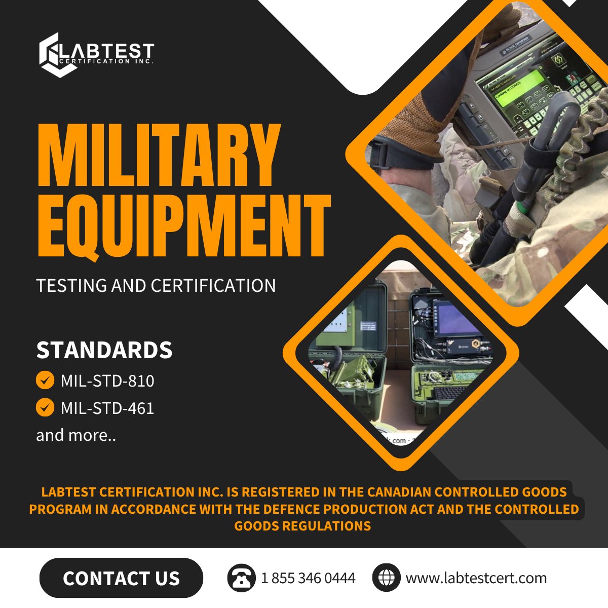 LabTestCert's tweet image. Testing to MIL-STD-810 or MIL-STD-461?
LabTest is ISO 17025 accredited & CGP-registered to test equipment with military & national security significance.
📩 info@labtestcert.com
#MilitaryStandards #Defense #MILSTD810 #LabTestCertification