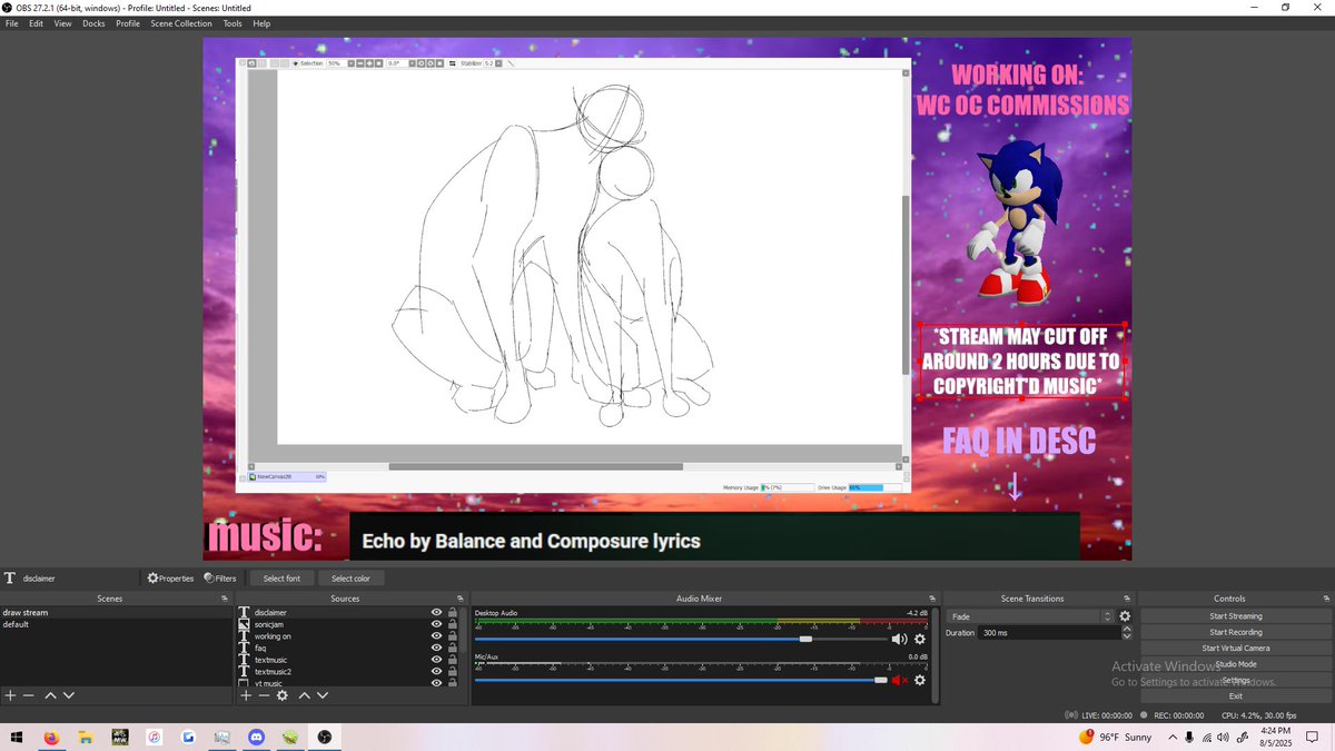 still in the process of transferring files over to my newer computer- this is what i got so far for a stream set up lol 🥴