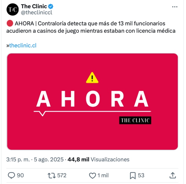 marcoporchile's tweet photo. Más de 13 mil funcionarios públicos fueron a casinos con licencia médica.
Es un abuso y una señal de que Chile necesita un nuevo ciclo político con una ética distinta que castigue privilegios y devuelva dignidad al servicio público. ¿Estás de acuerdo? Patrocina nuestra candidatura de cambio en https://t.co/Z0MQTQ5hkZ