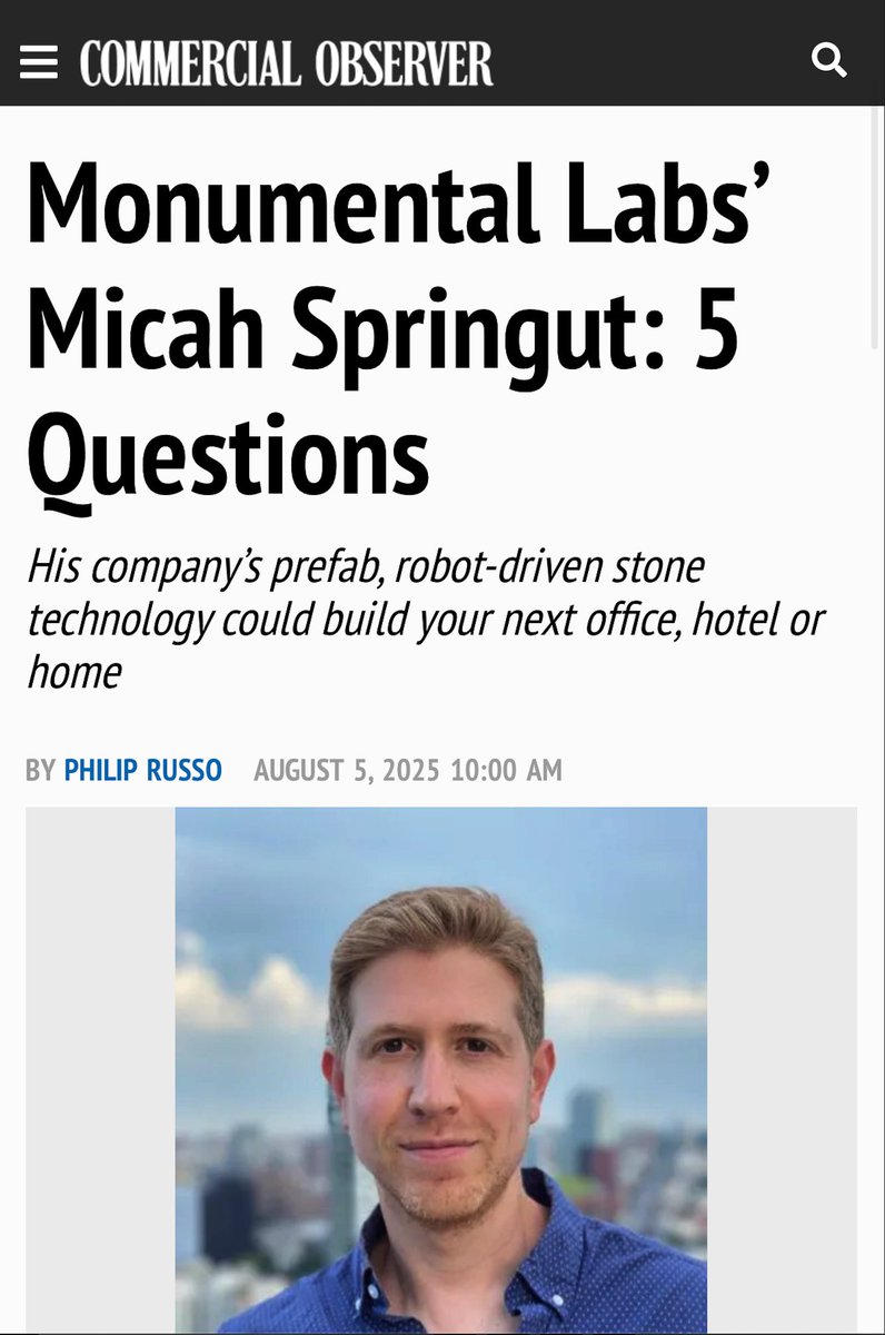 Credit to Commercial Observer for printing what I said. Now I had no idea this was going to be a Q&amp;A format and I was on 4 hours of sleep so I sound a bit addled...

tl;dr 
-Monumental Labs is going to build tensioned structural stone buildings that are beautiful.

-A few will be