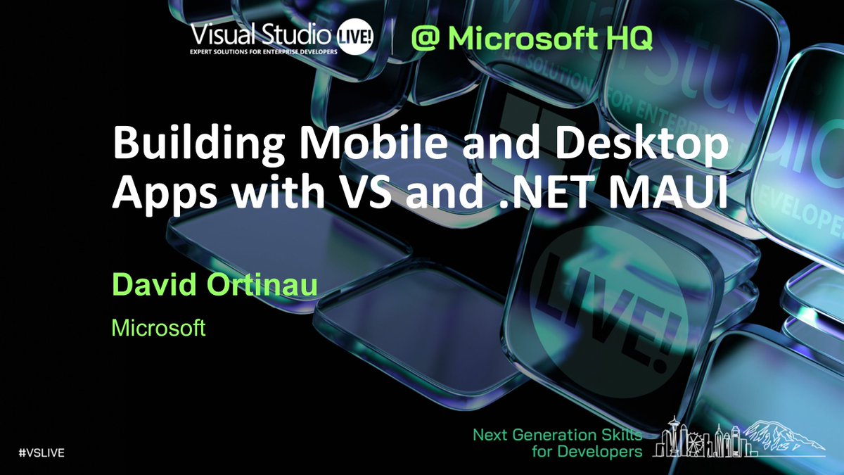 VisualStudio's tweet image. 🧠 Last one for today from #VSLive!... Building Mobile and Desktop Apps with .NET MAUI

📱💻 David Ortinau is on now! Learn how to build beautiful cross-platform apps with .NET MAUI using the latest Visual Studio tools.

Don’t miss this one!
🎬 Watch here: msft.it/6011sJ1sx…