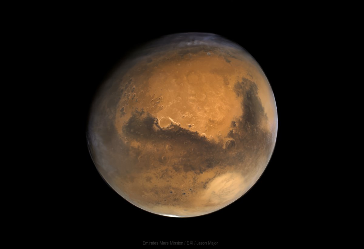 Jason Major (@jpmajor) on Twitter photo A view of Mars made from image data acquired with the EXI camera on UAE's <a href="/HopeMarsMission/">Hope Mars Mission</a> spacecraft on August 5, 2022 #OTD from a distance of about 42,780 kilometers A view of Mars made from image data acquired with the EXI camera on UAE's <a href="/HopeMarsMission/">Hope Mars Mission</a> spacecraft on August 5, 2022 #OTD from a distance of about 42,780 kilometers