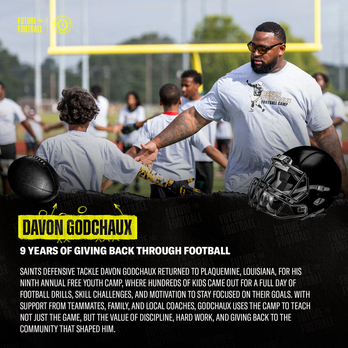 Future For Football (@future4football) on Twitter photo For nearly a decade, <a href="/ChauxDown/">Davon Godchaux</a> has been making a difference in his community. <a href="/Saints/">New Orleans Saints</a> For nearly a decade, <a href="/ChauxDown/">Davon Godchaux</a> has been making a difference in his community. <a href="/Saints/">New Orleans Saints</a>